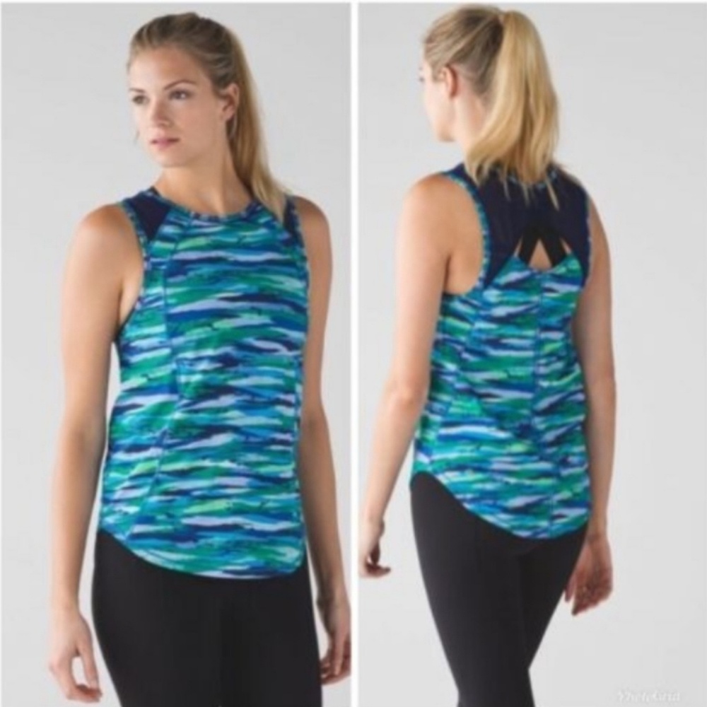 Lululemon | Sculpt Tank Blue Green Print